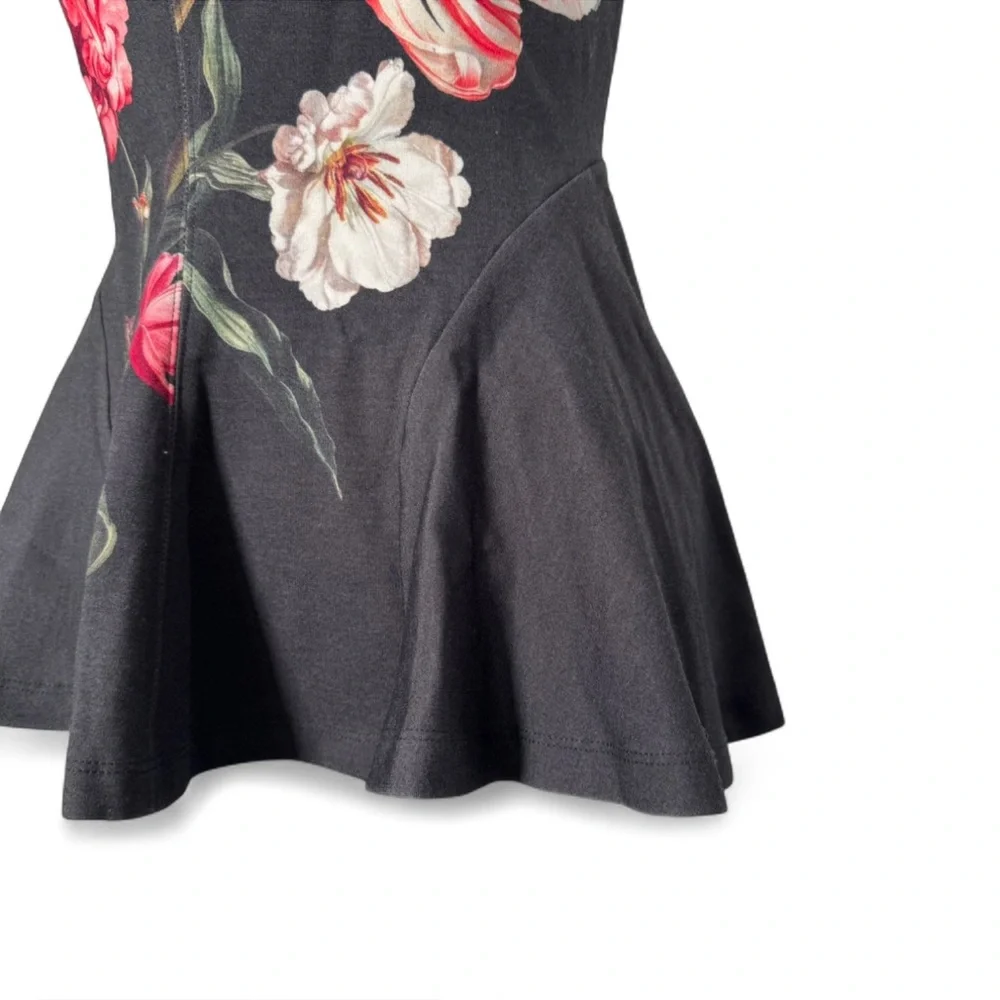 Anthropologie coquette Artwork Maeve Black Floral Peplum Keyhole Top NWT Small - Picture 7 of 9